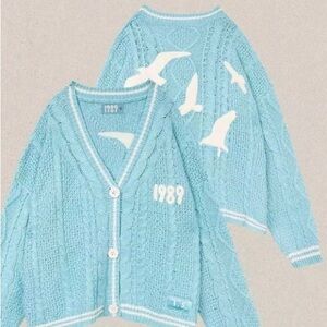 Taylor Light Blue Cardigan with White Accents